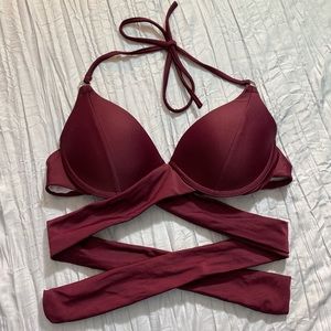 ‼️CLOSET CLOSING‼️Burgundy Cross Tie Bikini Top